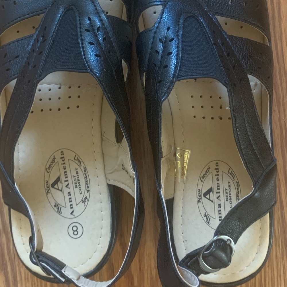 ANNA ALMEIDA 8 Women’s Black sandals NEW - Picture 10 of 12